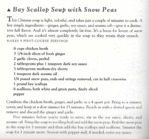 Bay Scallop Soup with Snow Peas from Splendid Soups