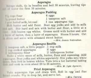 Asparagus Recipes from Fruit and Flower Mission Cook Book