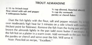 Trout Almandine from Bounty of the Earth Cookbook 2