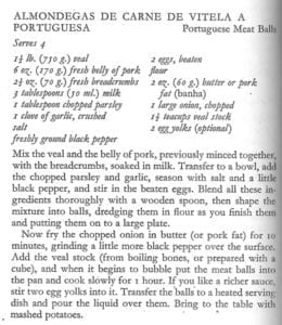Portuguese Meat Balls from Home Book of Portuguese Cookery, Maite Manjon, 1974