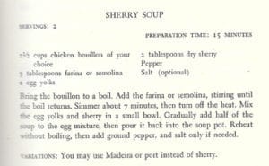 Sherry Soup from Dinner against the Clock, 1973, Madeleine Kamman 