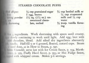 Steamed Chocolate Puffs from Good Housekeeping Cook Book, 1949, As-If-New Condition!